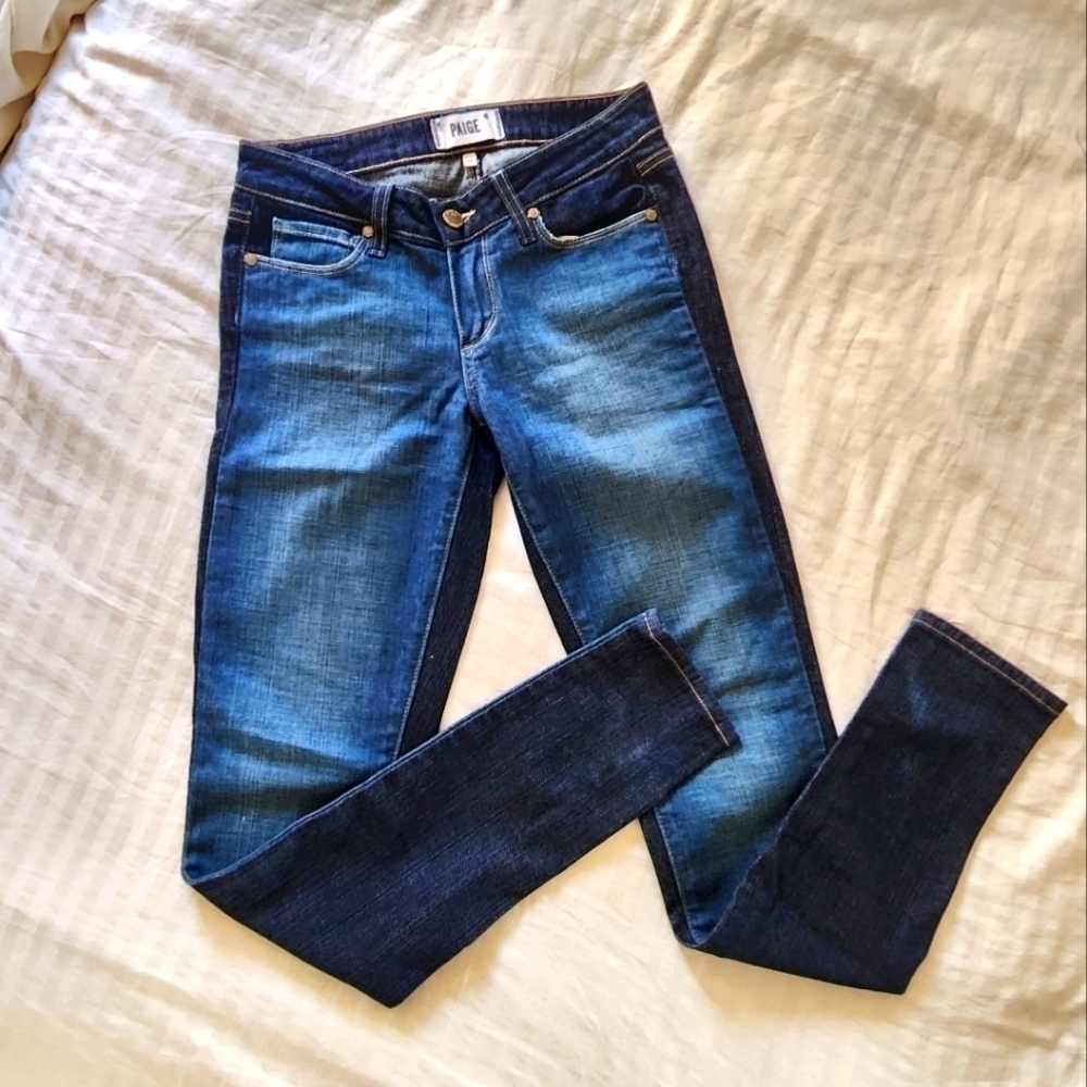Paige Two-tone Mid-rise Kala Jeans Skinny Fit size 25 USA Made